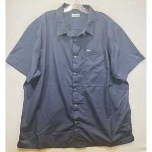 Columbia PFG Shirt Men 2XL Slack Tide Blue Performance Vented Loop Collar Beach